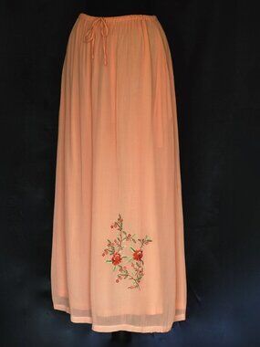 Romantic Rayon Midi Skirt With Embroidered Flowers On One Side - India